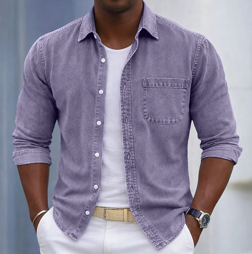 KAICK | Camisa de manga larga con bolsillo en el pecho