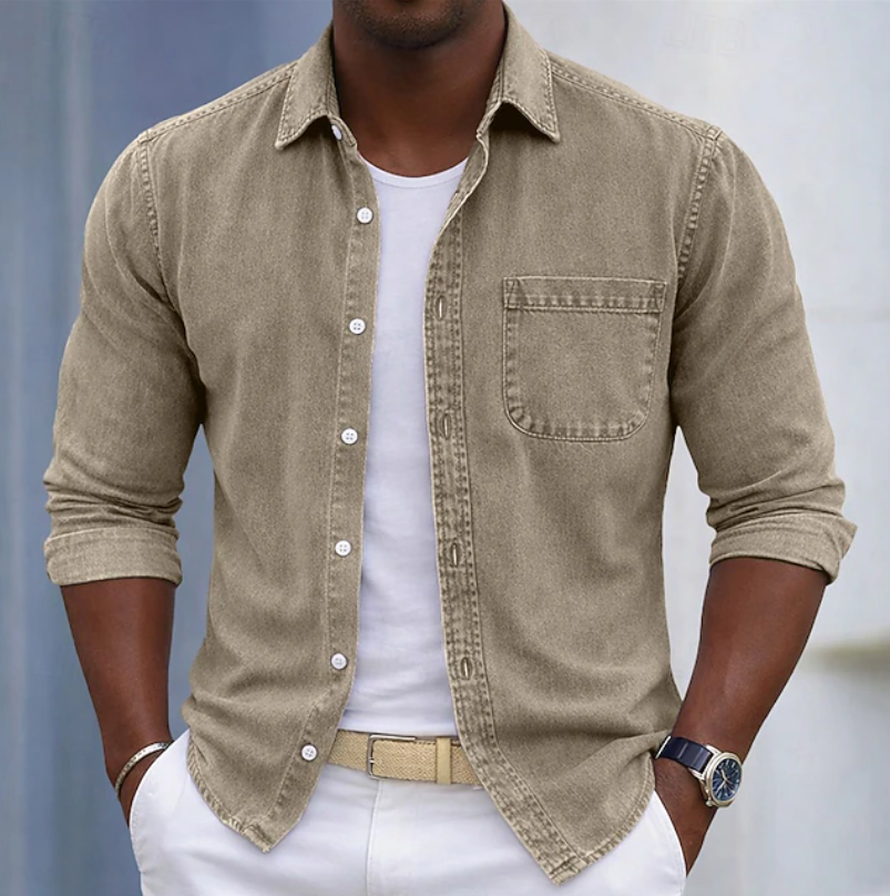 KAICK | Camisa de manga larga con bolsillo en el pecho