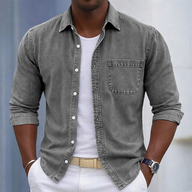 KAICK | Camisa de manga larga con bolsillo en el pecho