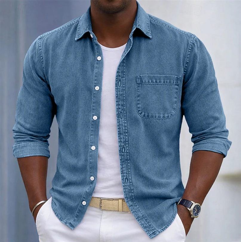 KAICK | Camisa de manga larga con bolsillo en el pecho