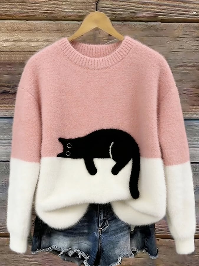 ESTELA | Suéter informal con estampado de gato