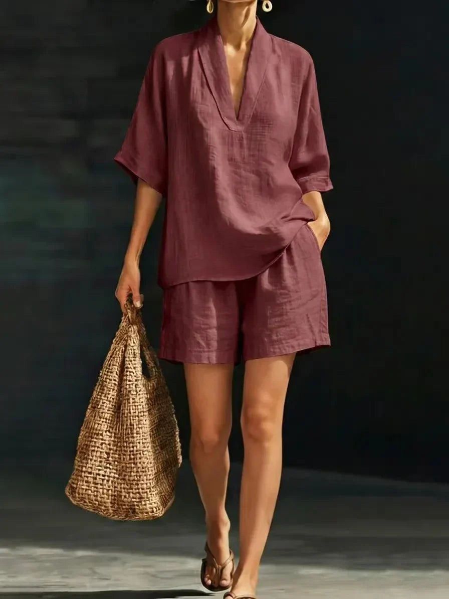 LYNNE | Conjunto blusa y short de algodón
