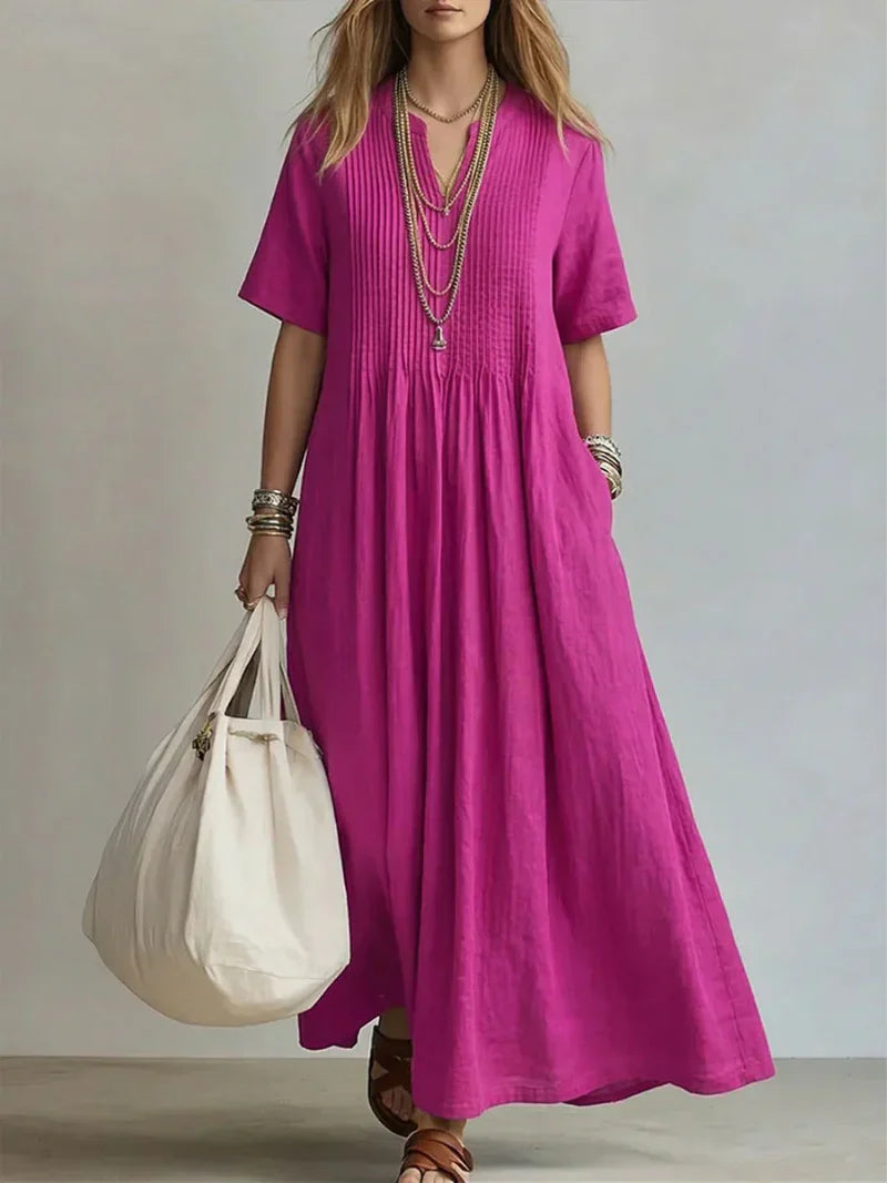 DEVA | Vestido largo plisado