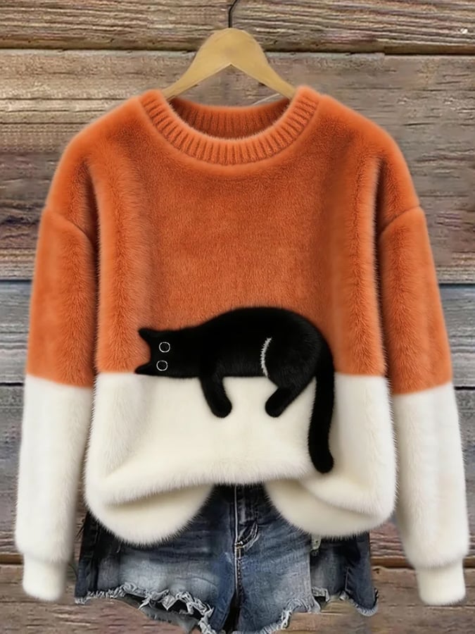 ESTELA | Suéter informal con estampado de gato