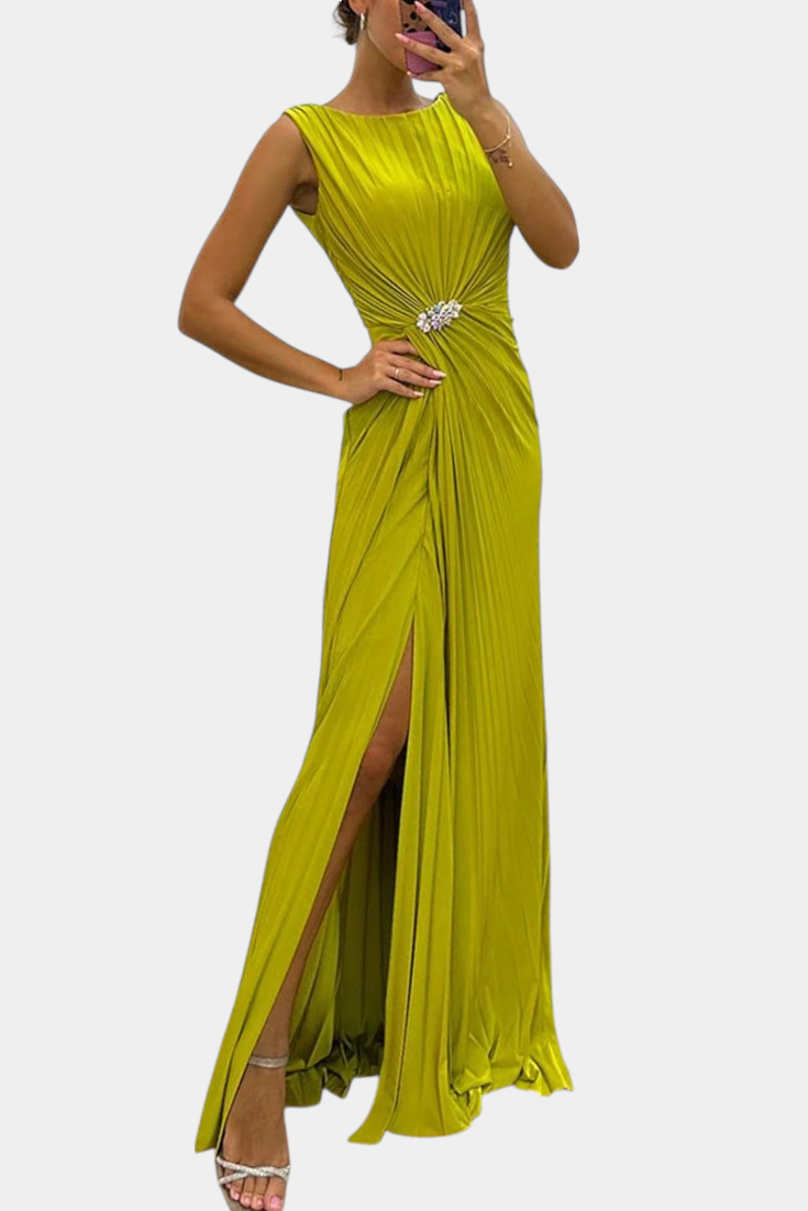 MANUELA | Vestido maxi plisado