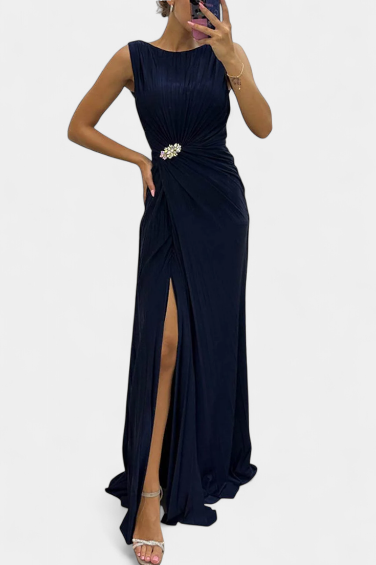 MANUELA | Vestido maxi plisado
