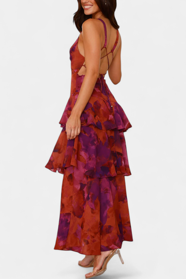 PAOLA | Vestido con escote en V y volantes