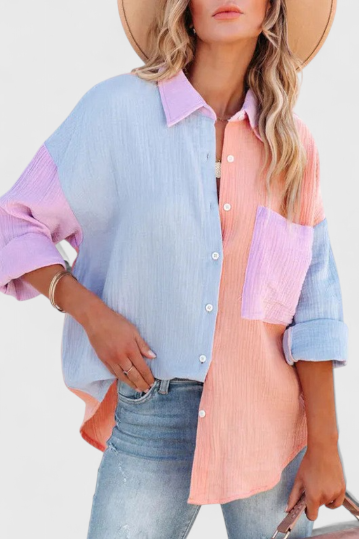 PAULINA | Blusa con bloques de color