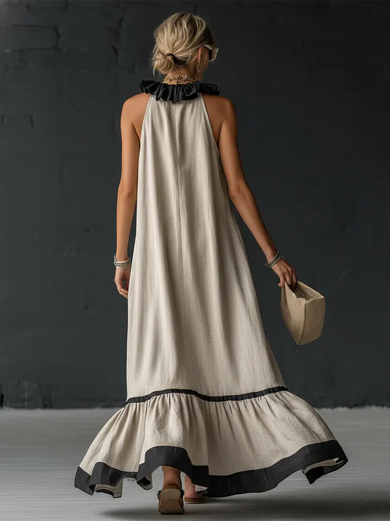 GEORGINA | Vestido largo con volantes contrastantes