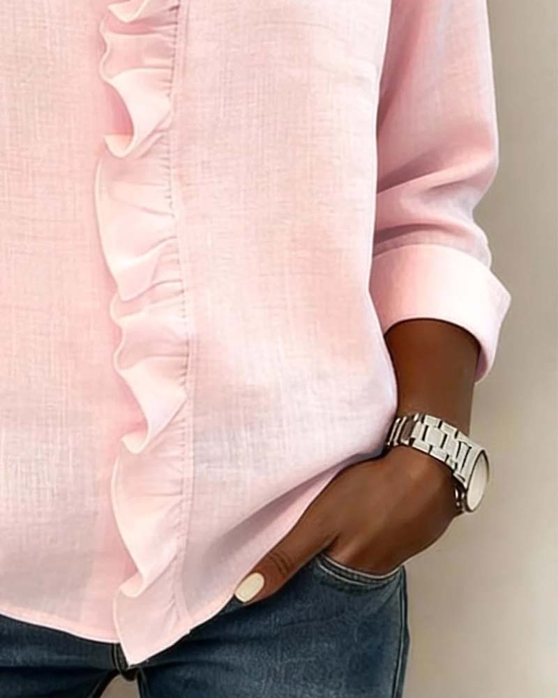 JOANNA | Blusa con escote en V y volante