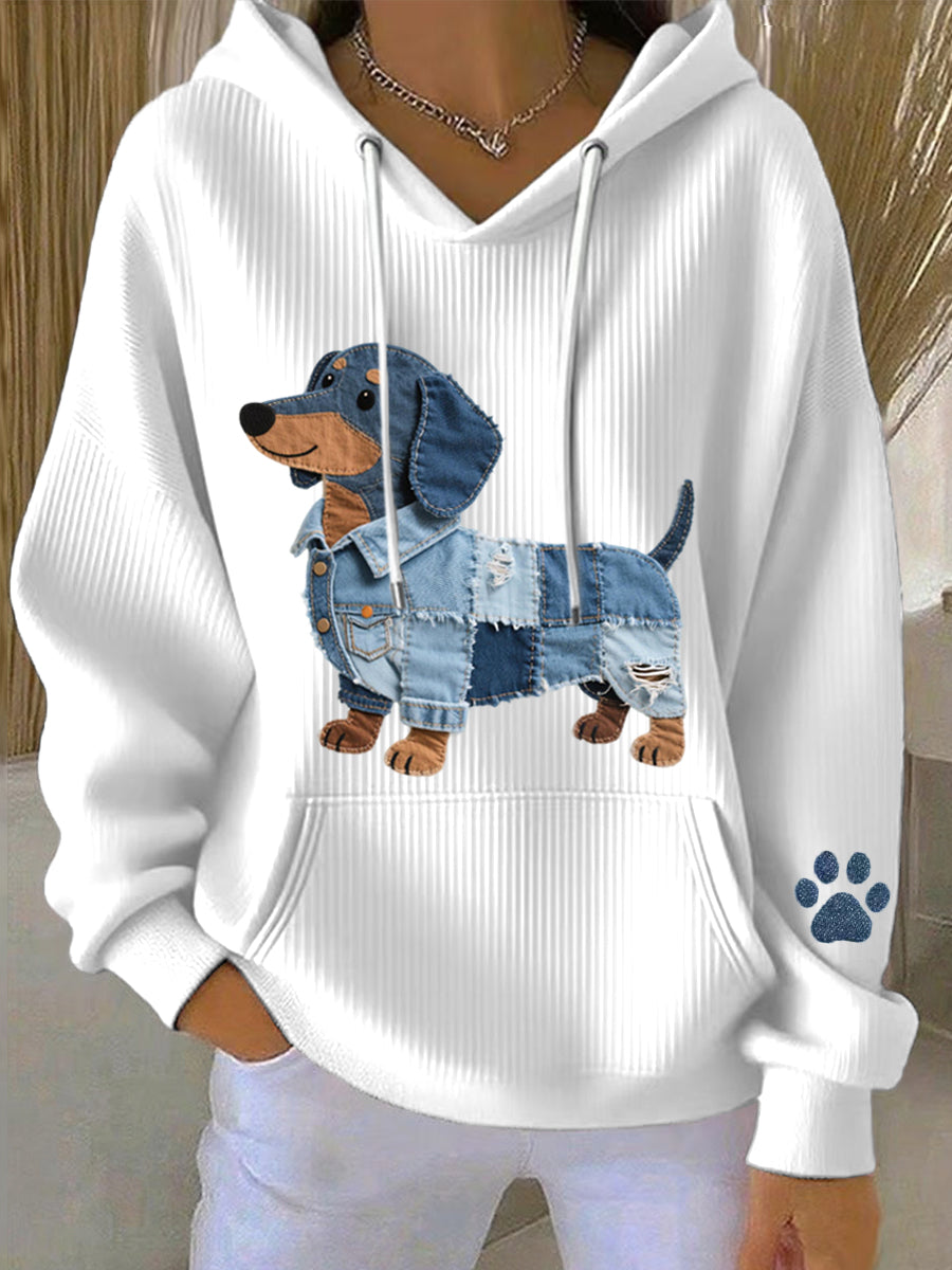 SARA | Sudadera patchwork con motivo de Teckel